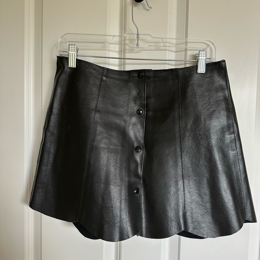 Vintage scalloped leather skirt